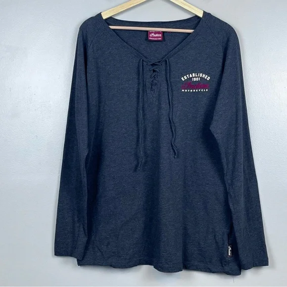Indian Motorcycles Women's 100% Cotton Tie-Front Long Sleeve Top Size XL; Biker - Picture 1 of 13